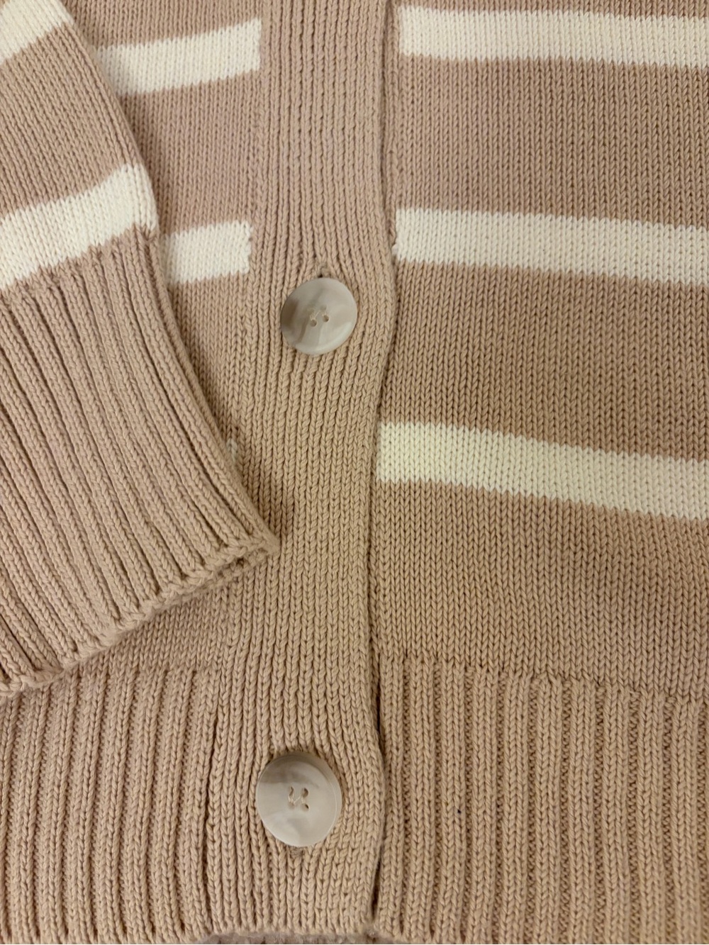 Striped V-Neck Cardigan Sweater in Beige Tan and Cream NWT Size 3X 24W-26W - Picture 5 of 15